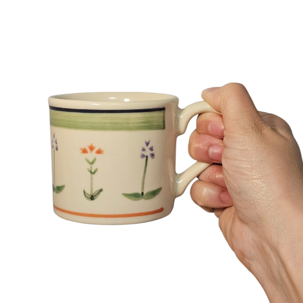 Vintage Hartstone Pottery Mount Vernon Herb 10oz Floral Stoneware Coffee Mug